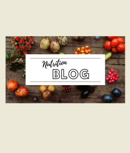 Nutrition Blog with veggies behind